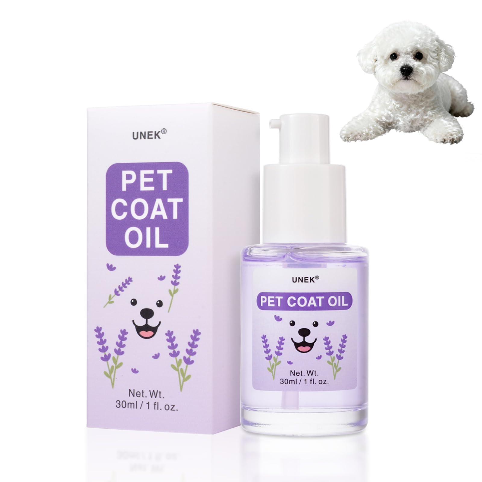 UNEK Pet Fur & Coat Oil for Dogs & Cats - Leave-In Detangling Oil, Anti-Knot, Nourishing & Adds Shine, Lavender Scent, 30ml