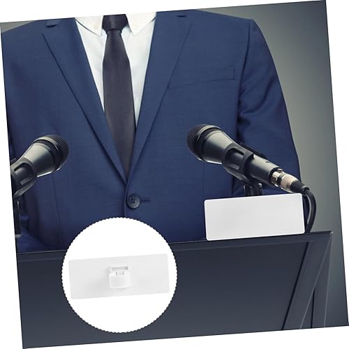 Miniatura 9 de ibasenice Estación de logotipo de micrófono, superficie en blanco para diseño acrílico para entrevistas y eventos, fácil de asegurar y usar para