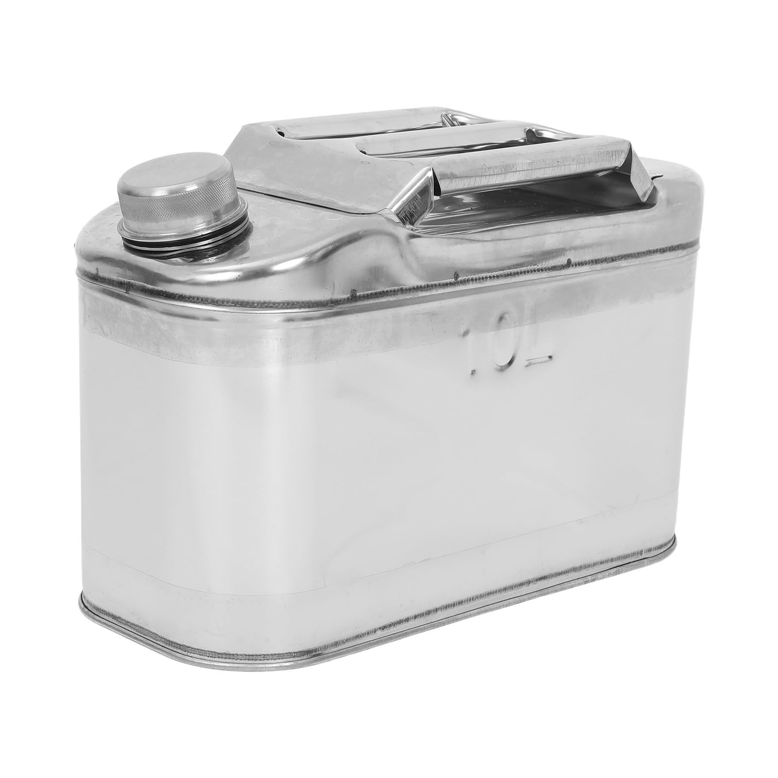 KICHOUSE Edelstahl Benzinkanister 10l mit Flexiblem Ausgießer und Sicherheitsdruckventil Tragbarer Kraftstoffbehälter für Camping und Offroad Einsätze in Silber