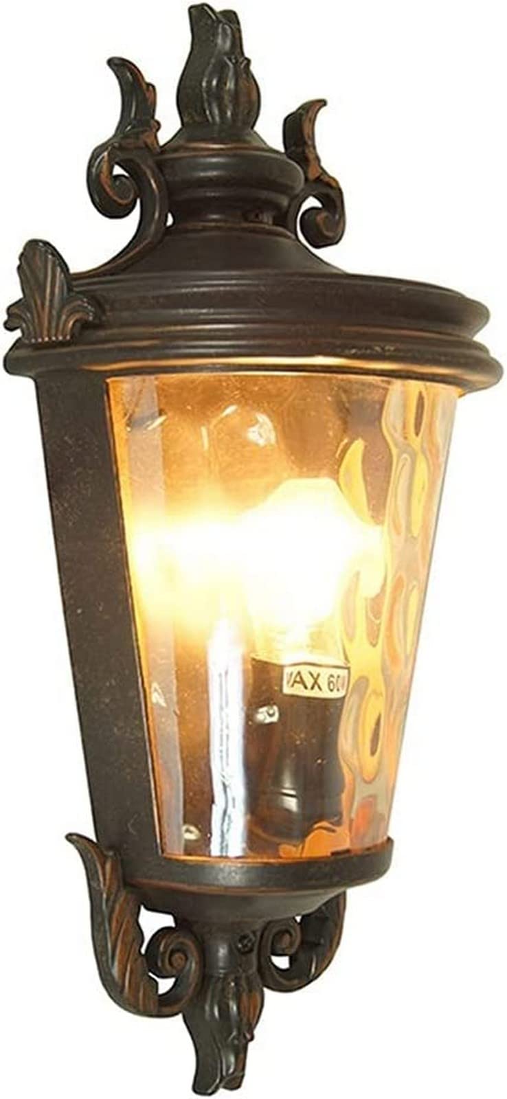 VDOQTLJT Wall Sconces Garden Light Antique Lantern E27 Water Glass Sconce V-intage Waterproof Fixture Outdoor Decor 43cm Aluminum Metal Lamp Compatible with Corridor Villa