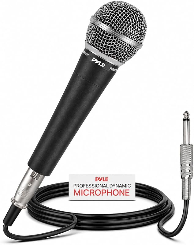 Pyle Microphone, Dynamic Cardioid, XLR Cable Included, Unidirectional, Rugged Construction, Built-in Pop Filter, Perfect for Stage & Studio, High Gain, Ultra-Wide Frequency Response, 15ft Cable