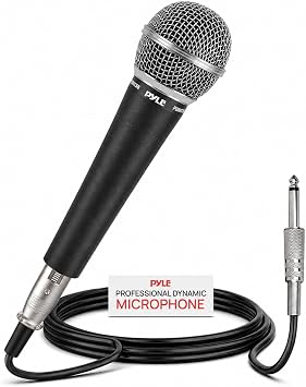 Pyle Microphone, Dynamic Cardioid, XLR Cable Included, Unidirectional, Rugged Construction, Built-in Pop Filter, Perfect for Stage & Studio, High Gain, Ultra-Wide Frequency Response, 15ft Cable