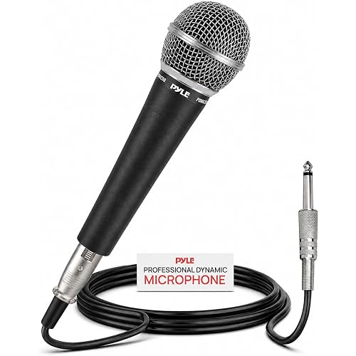 Pyle Microphone, Dynamic Cardioid, XLR Cable Included, Unidirectional, Rugged Construction, Built-in Pop Filter, Perfect for Stage & Studio, High Gain, Ultra-Wide Frequency Response, 15ft Cable