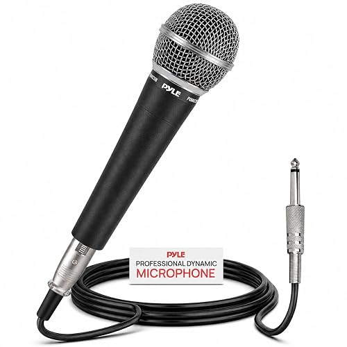 Pyle Microphone, Dynamic Cardioid, XLR Cable Included, Unidirectional, Rugged Construction,