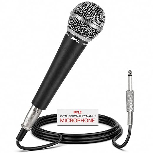 Pyle Microphone, Dynamic Cardioid, XLR Cable Included, Unidirectional, Rugged Construction, Built-in Pop Filter, Perfect for Stage & Studio, High Gain, Ultra-Wide Frequency Response, 15ft Cable