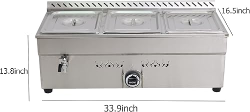 Miniatura 8 de HayWHNKN 5-Pan LP Gas calentador de alimentos propano mesa de vapor acero inoxidable Bain Marie Buffet para fiestas (con válvula reguladora de gas)