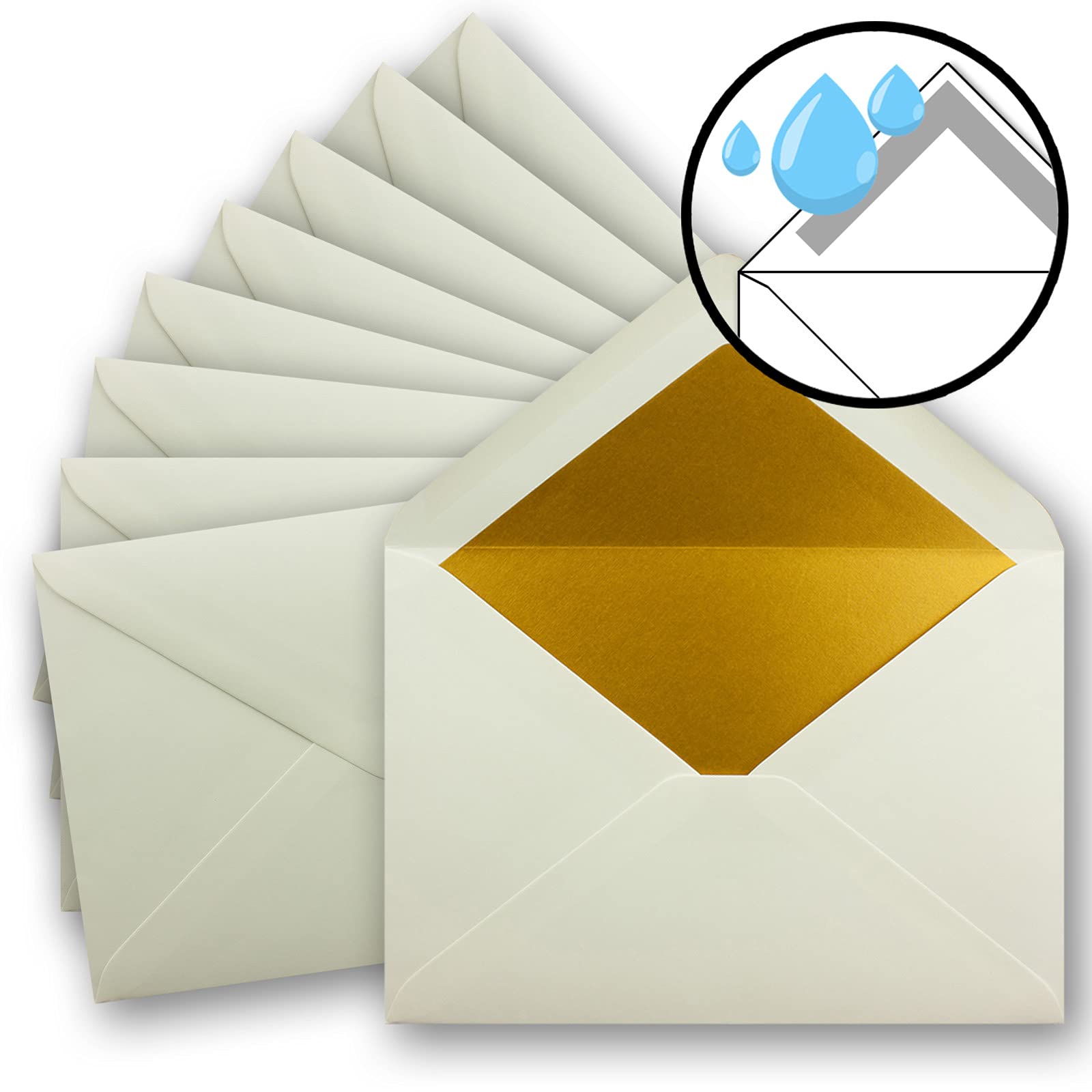 25 sets - folding cards DIN A5 - natural white (white) with envelopes DIN C5 with gold metallic lining - 14.8 x 21 cm - Image 4