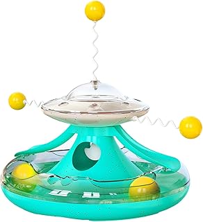 Brinquedo 2 em 1 para gatinhos – Brinquedo de brinquedo para animais de estimação com penas de aço de alto carbono – Rotação de 360 graus para exercícios mentais e físicos – Brinquedo interativo para entretenimento e estimulação dos gatos