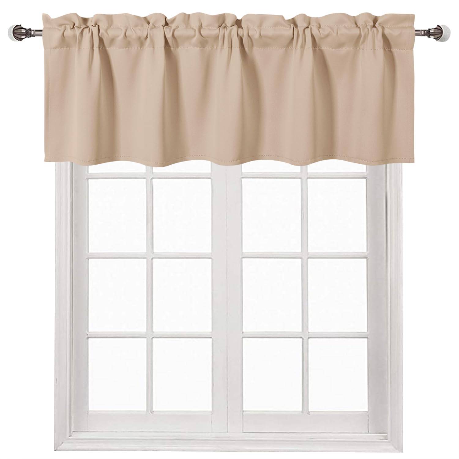 DWCN Valance for Windows Kitchen Rod Pocket Window Valance Curtains Thermal Insulated 52 x 18 inch Long, 1 Panel, Beige โ image 1