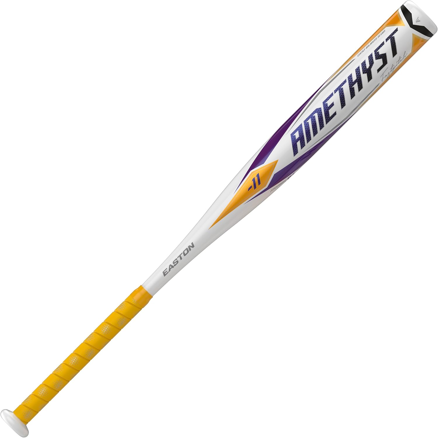 Easton AMETHYST Fastpitch Softball Bat | -11 | 1 Pc. Aluminum | Approved for All Fields White / Purple / Yellow 28" / 17oz.