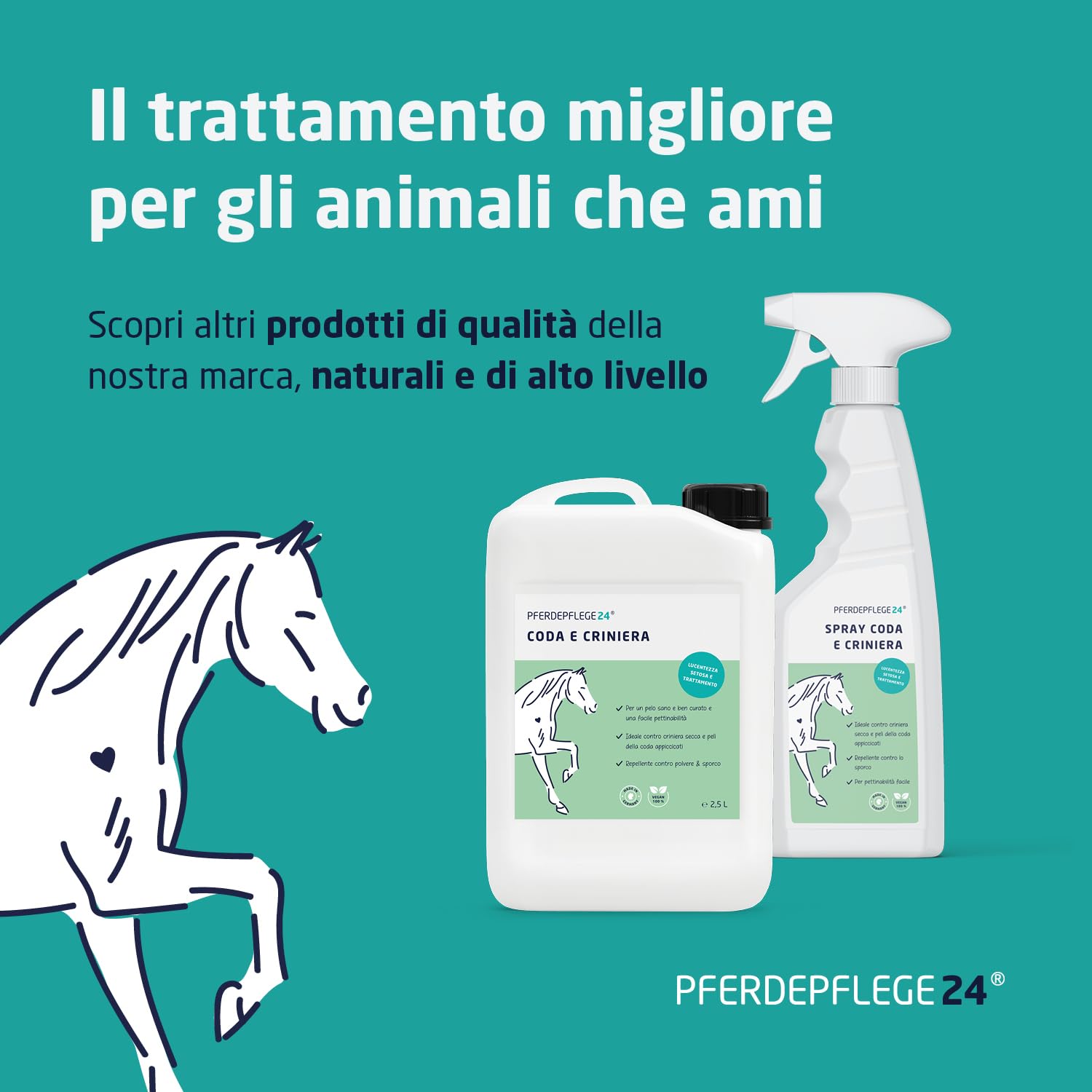 PFERDEPFLEGE24 Repellente Insetti Cavallo Spray 1l - Protezione immediata, con Aloe Vera trattante - Effetto di Lunga Durata Contro tafani, zanzare, Mosche e zecche - antimosche Cavalli