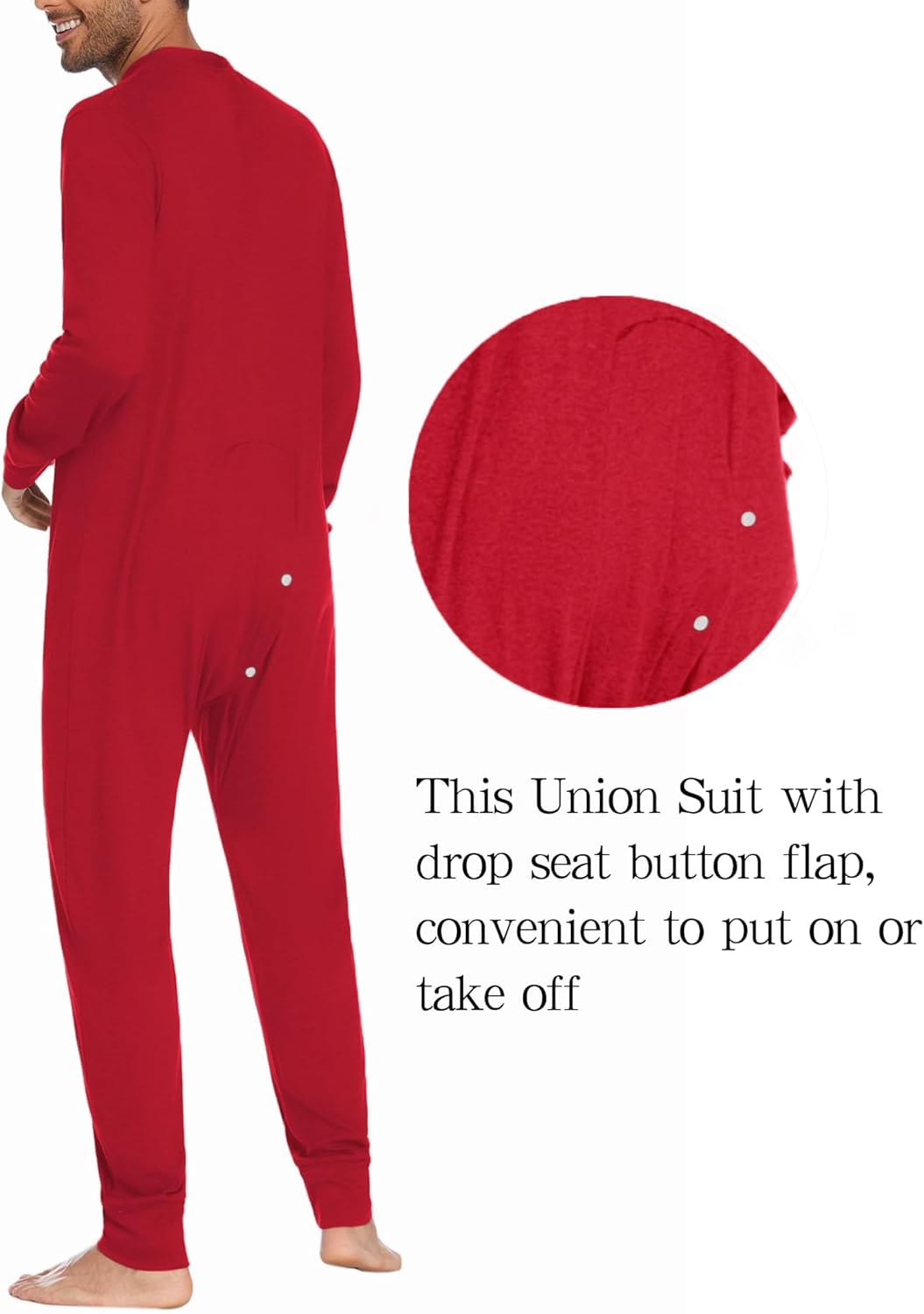 Ekouaer Men's One Piece Pajama Thermal Full Button Union Suit Long Sleeve Onesie with Button Flap S-XXL - Image 4