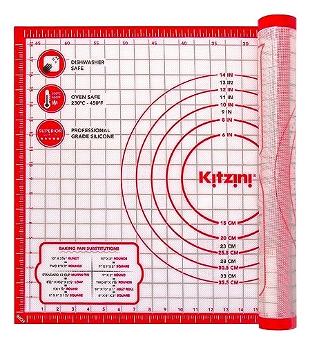 Kitzini Tappetino da pasticceria in silicone antiscivolo, senza BPA, tappetino in silicone extra large per cottura, pasticceria, pasta, pizza e biscotti, facile da pulire, tappetino per impastare