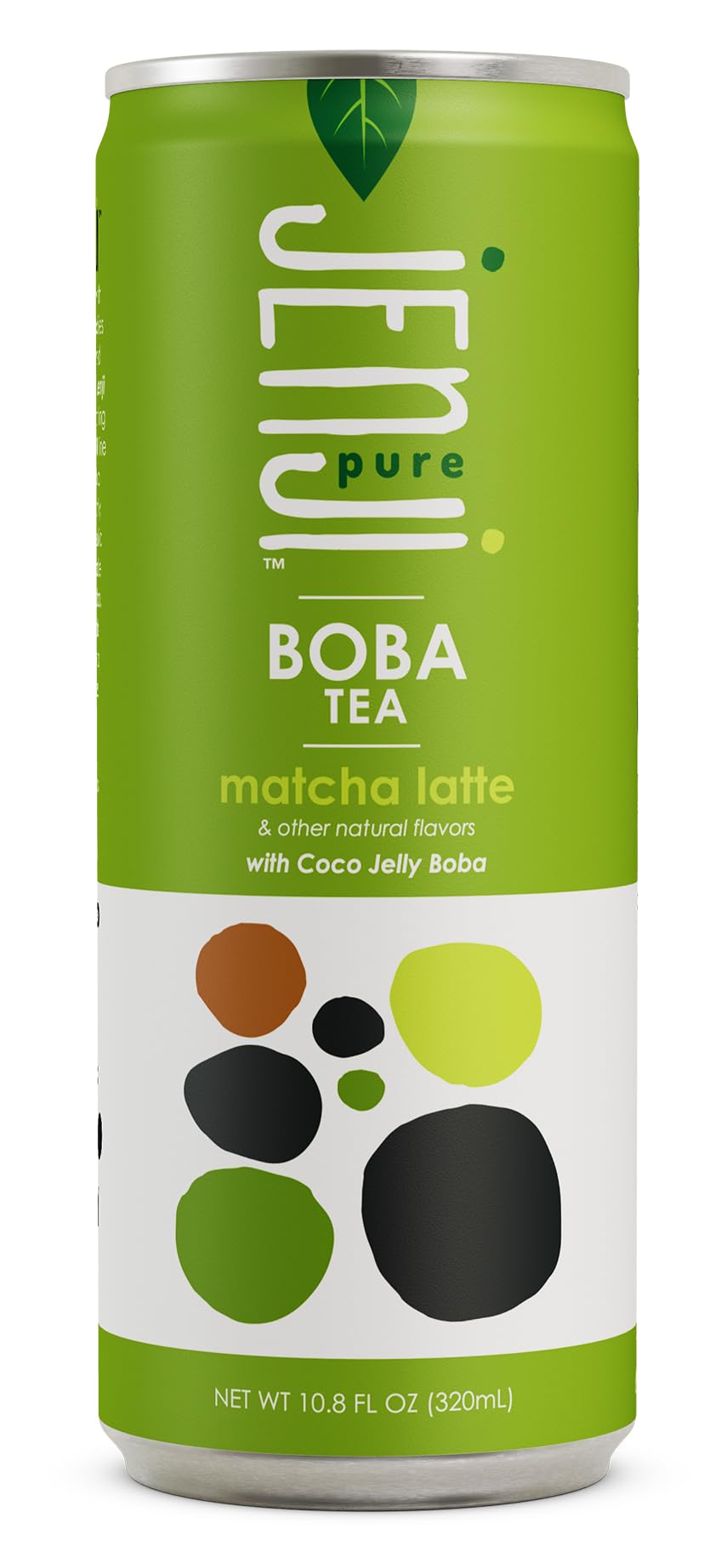 Jenji Pure Boba Tea, Matcha Latte Flavor | 10.8 fl oz, Pack of 12 | Plant-Based Beverage