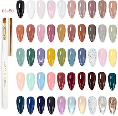 VARNAIL Solid Gel Nail Polish for Nails Art Kit, 10 Colors Nude Cream Pudding Gel Polish Set, DIY Nail Art Design Manicure Gel Polish for Home and Professional DIY Nail Art Salon (SG11 50 Colors)