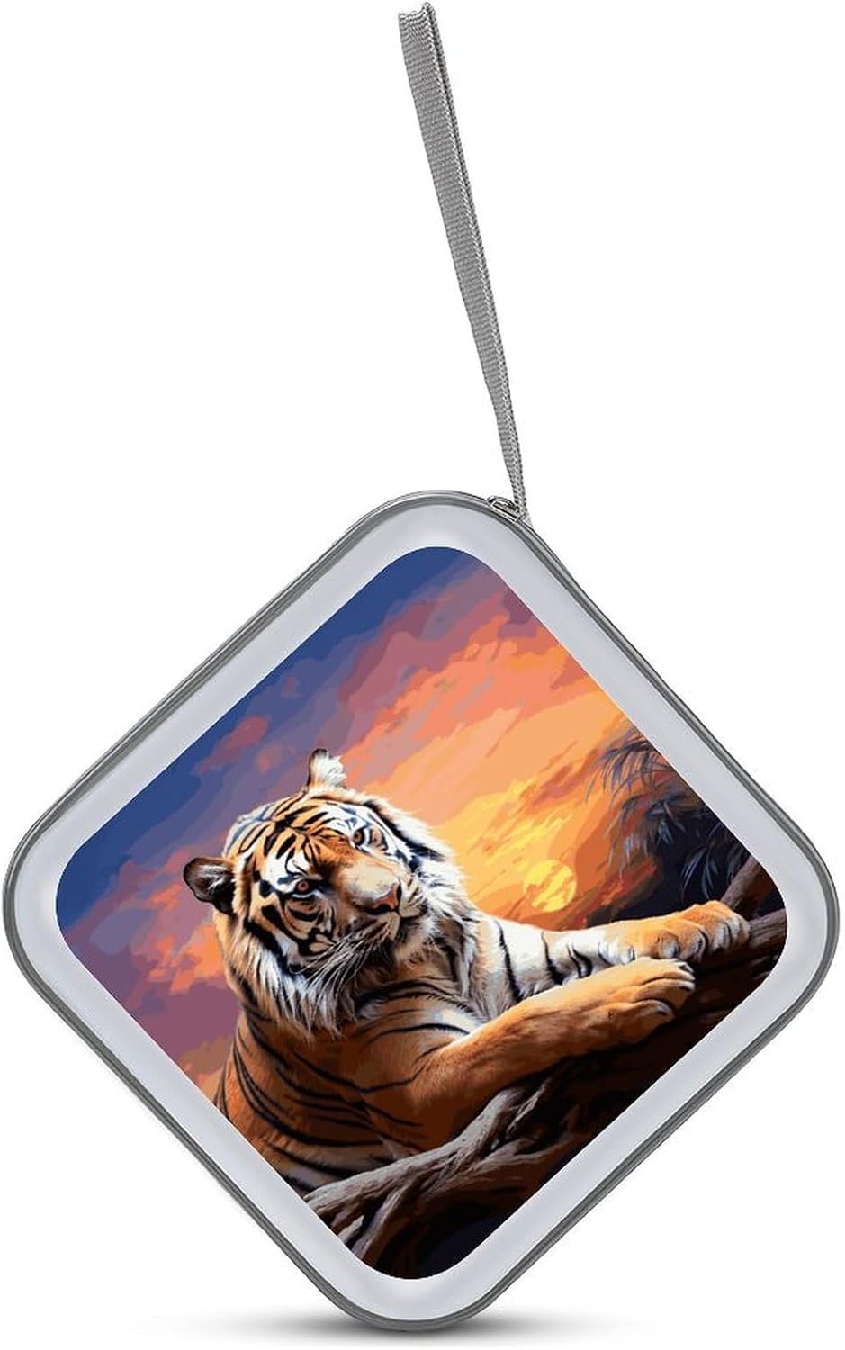 Tiger Colorful Sunset CD Case with Hand Strap Lightweight DVD Wallet Holder 40 Capacity CD/DVD Case Wallet Protective CD Wallet CD/DVD Portable Storage Binder for Car Home Office image 3