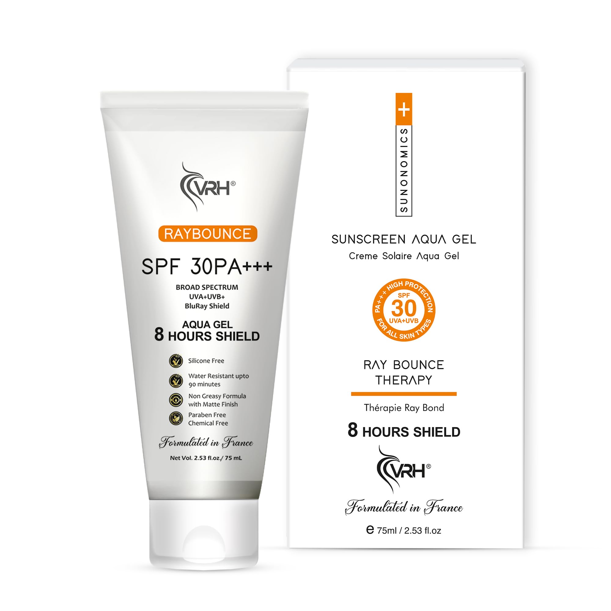 VRHSunscreen Aqua Gel | SPF 30 Protection with Vitamin C, Aloe Vera, & Vitamin E | UVA/UVB Defense | Hydrating Formula | Non-Greasy & Zero White Residue | For All Skin Types –(50ml)