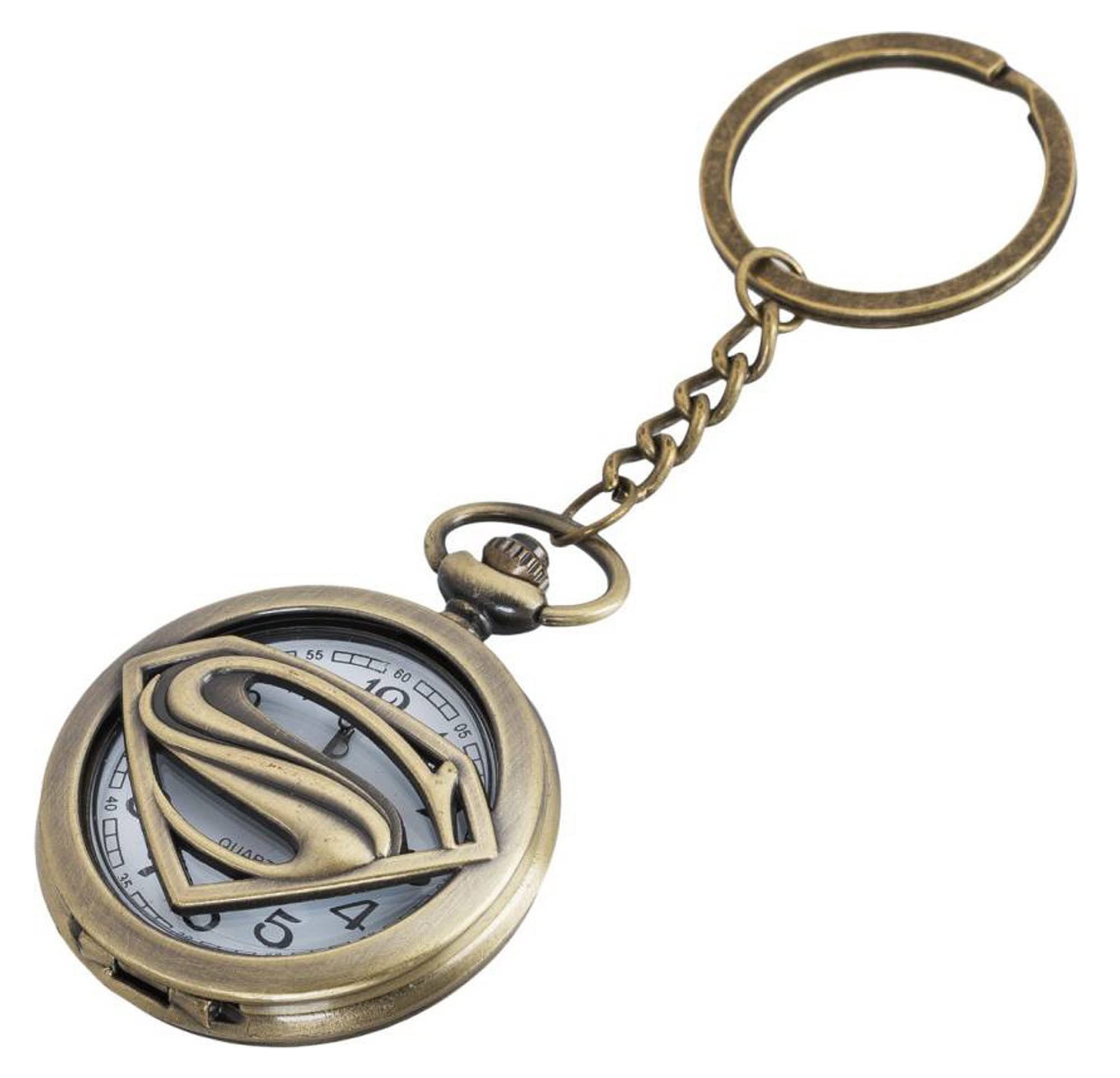 AUGEN Pocket Watch Metal Keychain Superman Retro Vintage for Gifting With Key Ring Anti-Rust (Pack Of 1)