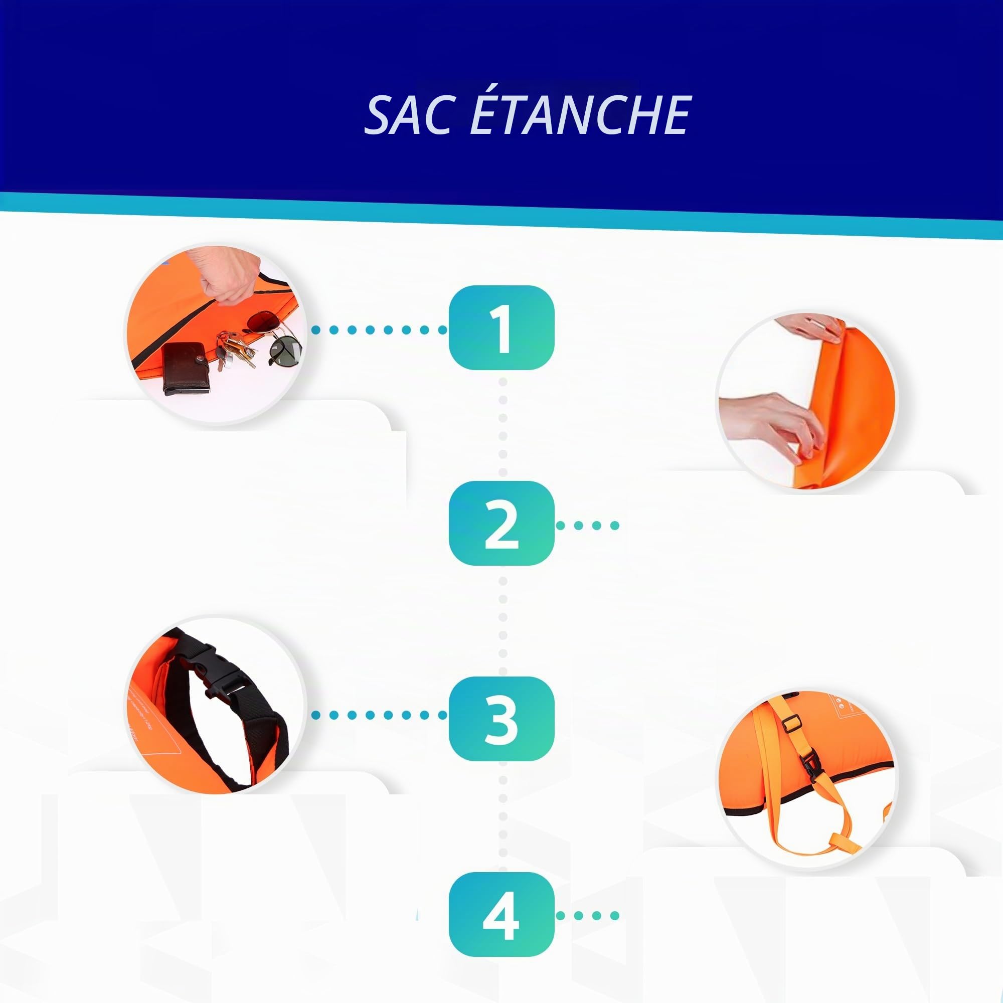 Bouée de natation gonflable avec lumière et étui de téléphone - Flotteur flottant pour la natation en eau libre et le triathlon en toute sécurité - Sac de natation étanche avec sac isotherme