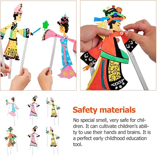 Miniatura 2 de Kit de juguete de marionetas de sombra china 6 piezas de cuento de hadas modelo de marionetas de sombra Juguetes tradicionales de sombras títeres de
