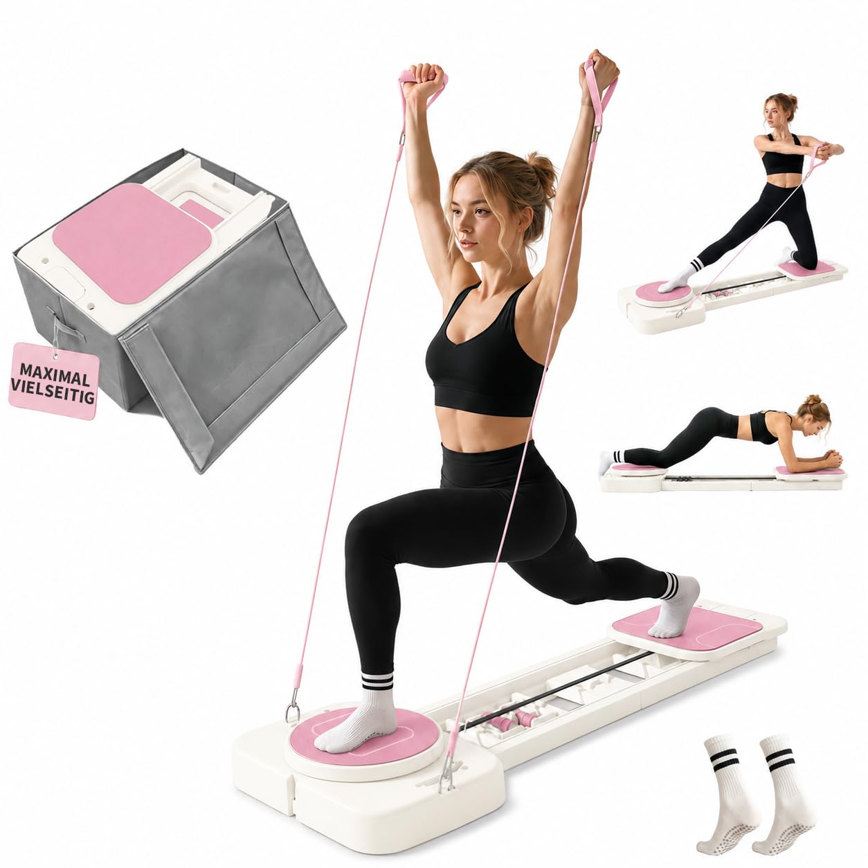 Northdeer Pilates Reformer, 2026 Upgraded klappbares Pilates Board | Multifunktionales 10 in 1 Pilates Set für Zuhause Fitness