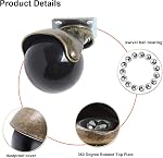 2 Roues de roulette pivotante de pouce Ensemble de 4, Roues de Roue à Balle Or Antique avec 360 Degré Rotation,Coffrets à Balles pour meubles, Canapé, Piano, Table basse, Table d'appoint sur tapis (vissées incluses)