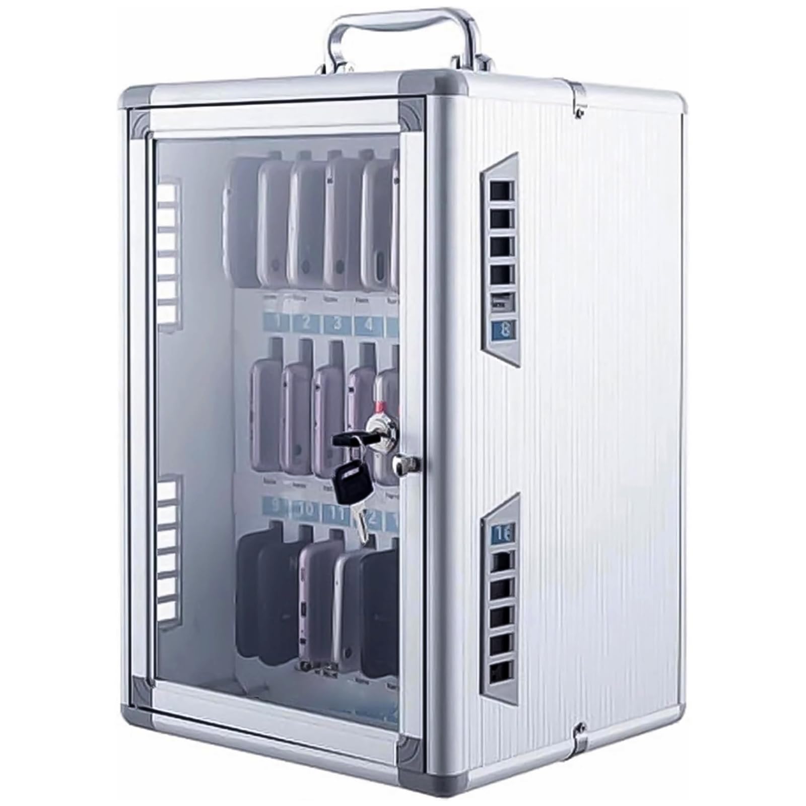 Handy Safe Schule Handybox 24/36 Slots Aluminiumlegierung Handygarage Wandmontierter abschließbarer Handy Tresor Geeignet für die Schulfabrikleitung (24 Slots, 1er-Pack)