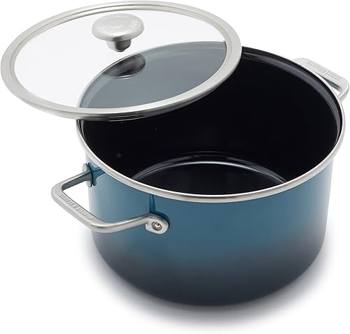 Merten & Storck Utensilios de cocina esmaltados con núcleo de acero fabricado en Europa, olla de 6.3 cuartos con tapa, inducción, libre de PFAS y
