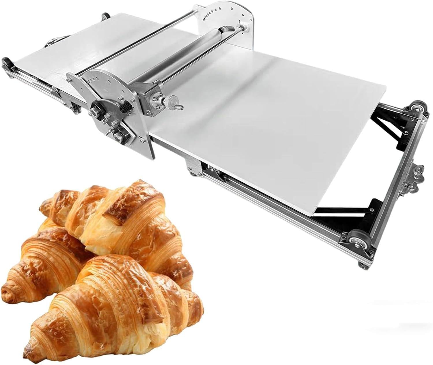 LMYYDES Foldable Electric Pastry Sheeter, Commercial Dough Roller Machine with 17 Inch Belt, 2-30mm Adjustable Thickness for Croissant Dough, Fondant, Pasta