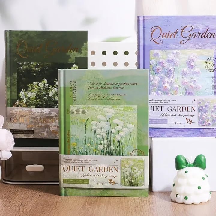 Image of Alokik Enterprise Vintage Quite Garden Themes A5 Hardcover Notebook 256 Pages Premium Matte Finish Religious Design with Thread Sewing Binding Cute Flowers Color Paper Cover Diary Book Writing