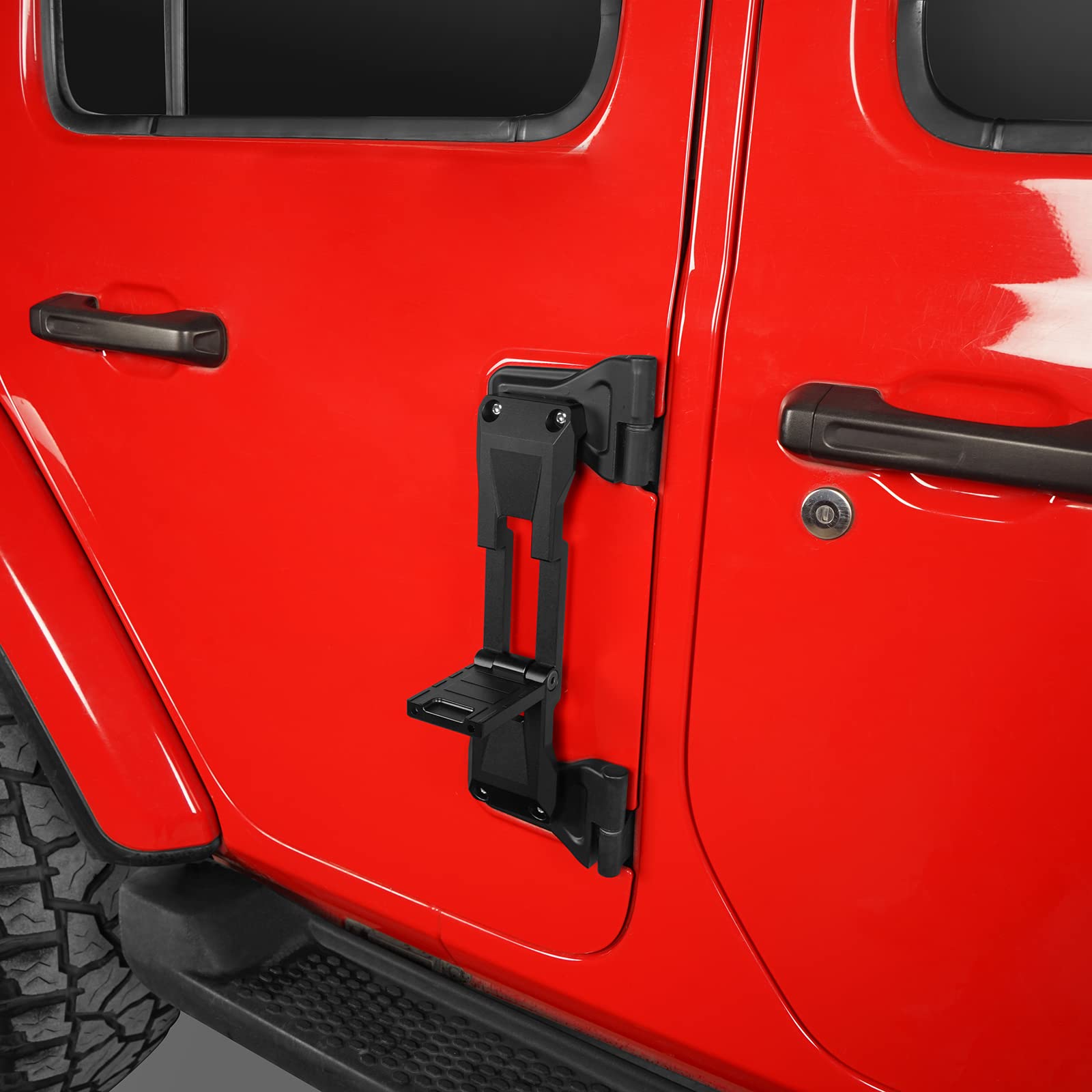 Hooke Road Wrangler Door Hinge Step Aluminum Folding Foot Pedal Peg Rooftop Access for 2007-2025 Jeep Wrangler JK JL & Gladiator JT 2/4-Door - 1PC