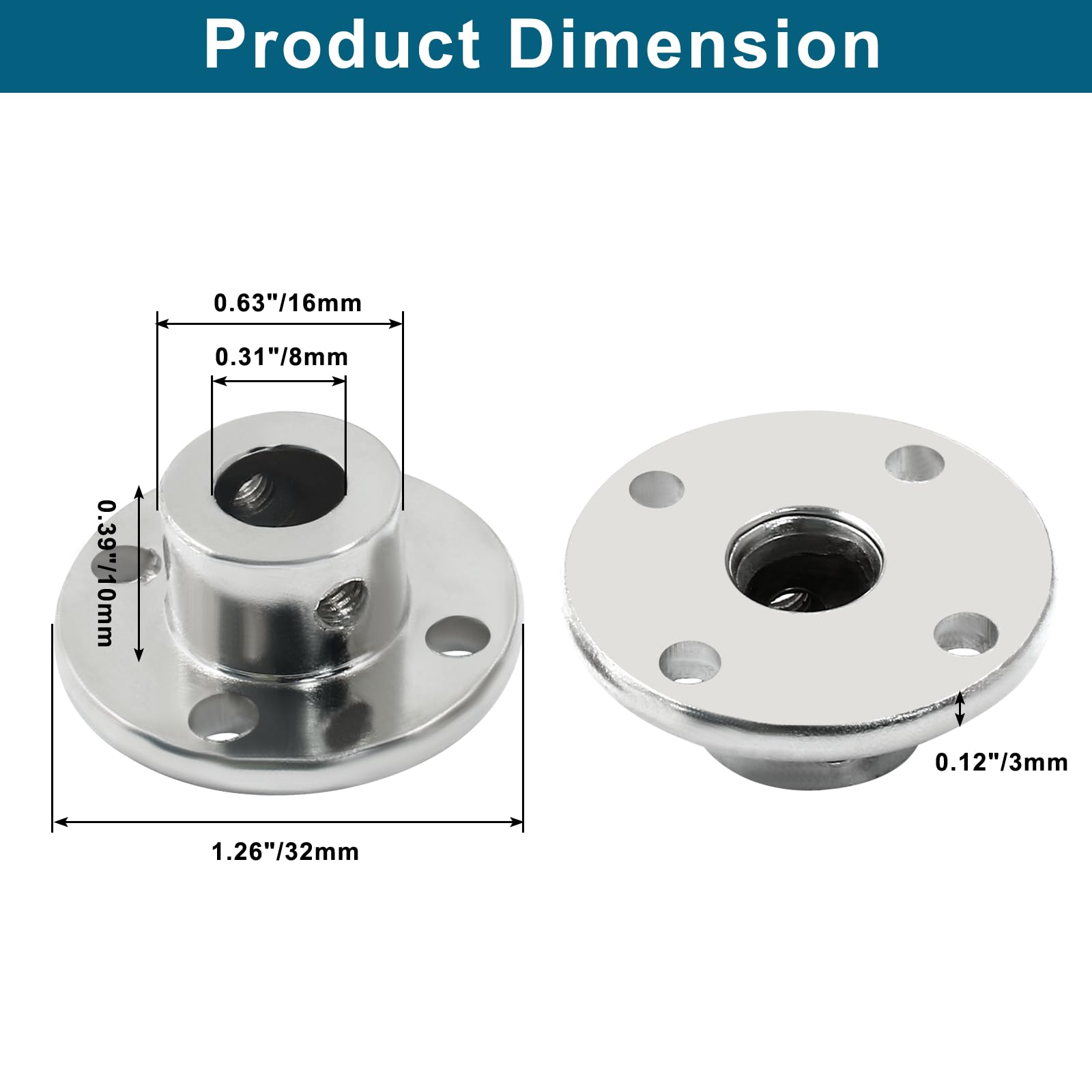 Metal Flange Couplings - 4 Pack -2 Metal Flange Couplings - 4 Pack -2