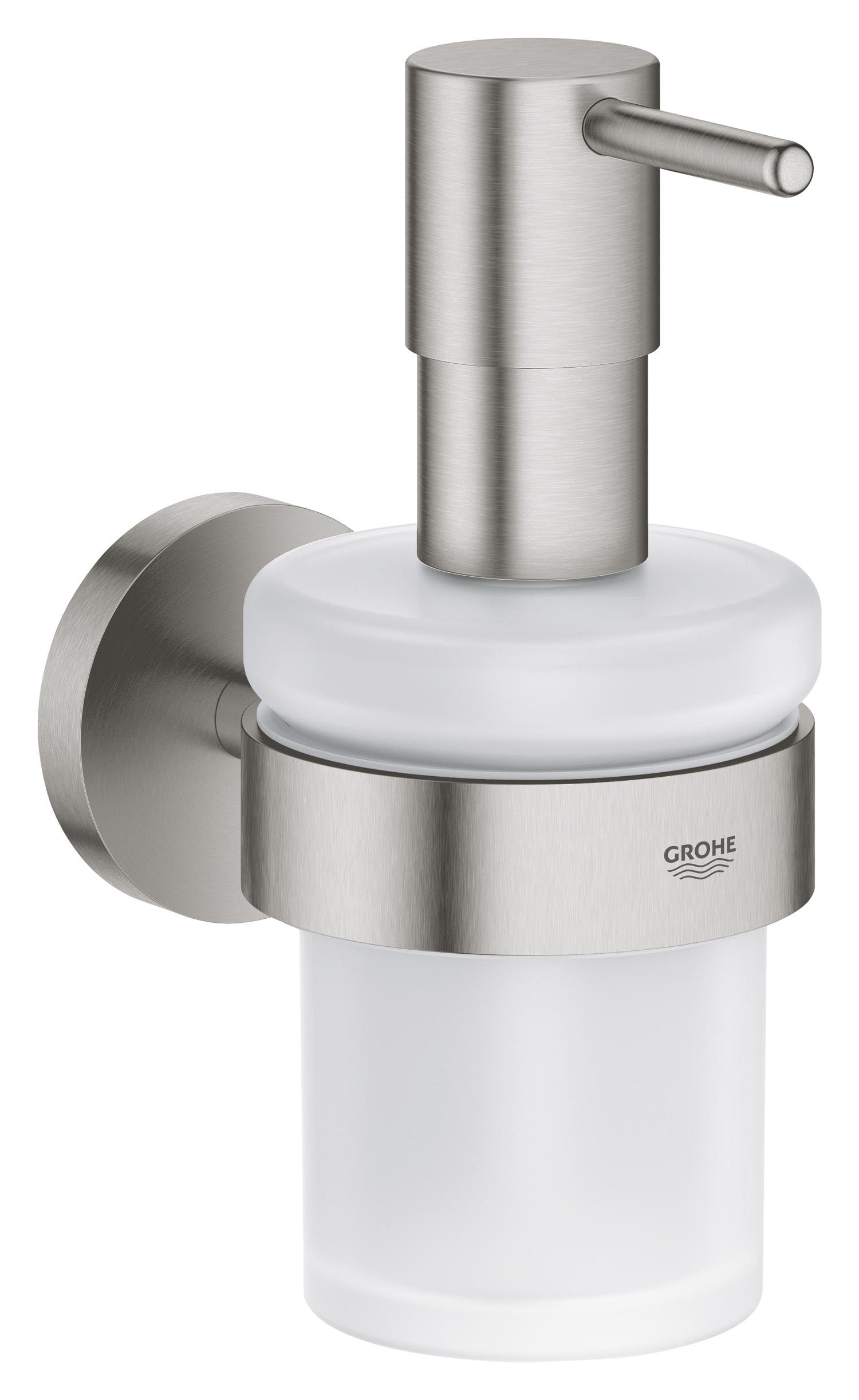 Grohe Steel Start Quickfix Soap Dispenser With Holder (Metal & Glass, Filling Quantity 160 Ml, Concealed Fastening, Including Screws And Dowels, Easy To Fit With Quickglue), Stainless 41195Dc0