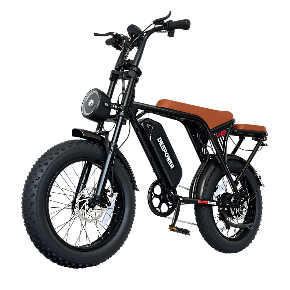 DEEPOWER Electric Bicycle, 20 Inch Adult Electric Bike, Removable 48V 13Ah Battery, 7 Speeds, Mileage 55 km (Pas), Double Lights, Electric Bike for Adults (13Ah)