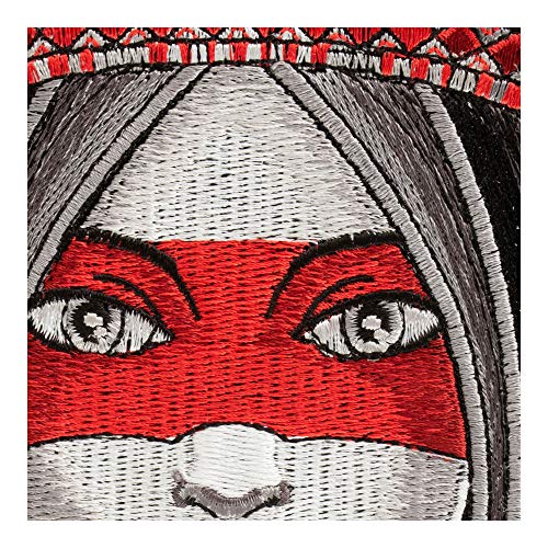 Patchstop Indian Warrior Woman Red Gray Iron On Patches For Clothing Jeans - 6.5X9.5In Large Diy Sew On Back Patch For Jackets Bags - Embroidered Decorative Native American Patches #TOP2