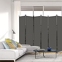 Vista 2 de MAYOLIAH 6 Panel Folding Privacy Screen 9ft Wide, 6ft Tall Partition Room Divider Portable Office Walls Dividers Room Separator, Grey Gris