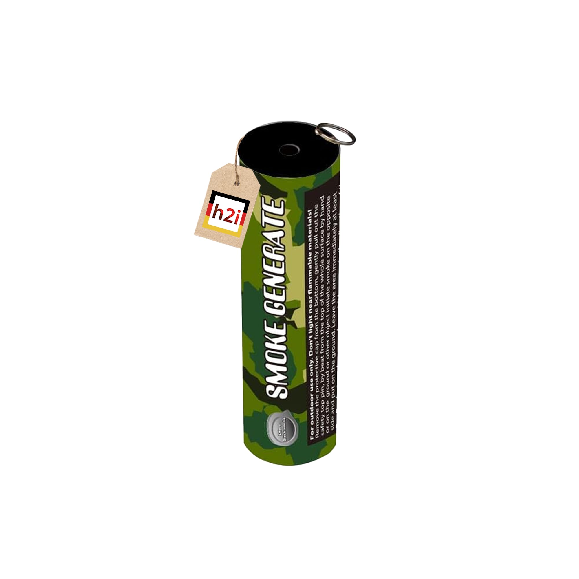 h2i Rauchgenerator mit Reißzünder| 1 Stück | Schwarz | +/- 180 sec | Rauch Vulkan Fontäne | Rauchtopf Rauchgenerator Rauchbombe | dichter kräftiger Rauch | Ganzjahresfeuerwerk Kat T1/F1