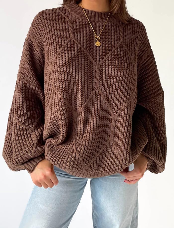 Chunky Sweater Women Oversized Sweaters Y2k Cable Knit Sweater Bell Sleeve Tops Coquette Winter Fall Sweater Trendy 20242