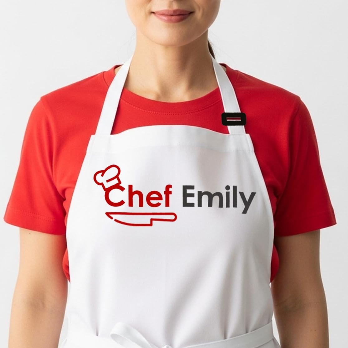 Personalized Aprons with Custom Name, Chef Apron for Cooking, Personalized Gifts Men, Apron Gifts Women with Pockets, Waterproof Chef Apron, Husband Dad Gifts for Christmas, Grill Gifts for Men - Image 4