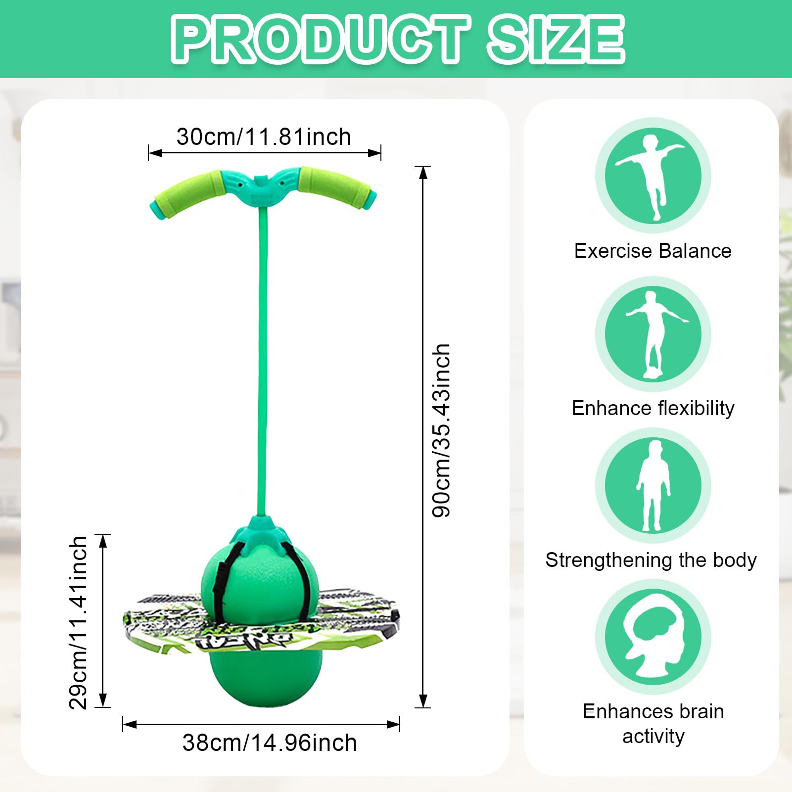 Pogo Stick für Kinder und Erwachsene, verstellbare Griffe, 100 kg, grün