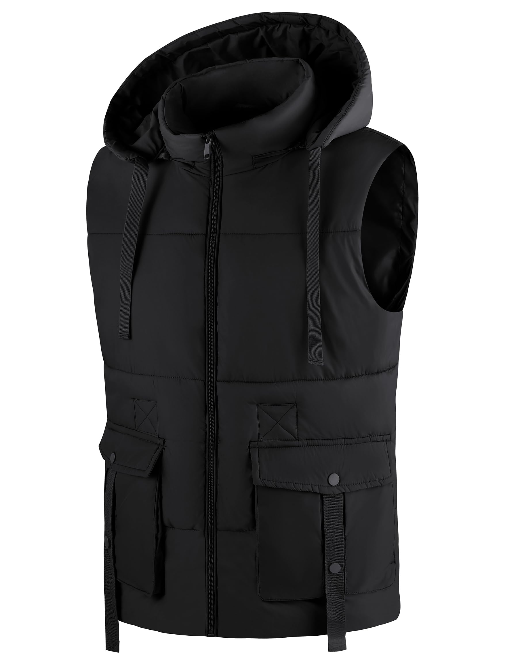 ZITY Herren-Oberbekleidung, warm, gesteppt, Pufferweste, gepolsterte Weste, Kapuzenjacke, ärmellos, mit Taschen, für Arbeit, Golf, Wandern, Angeln