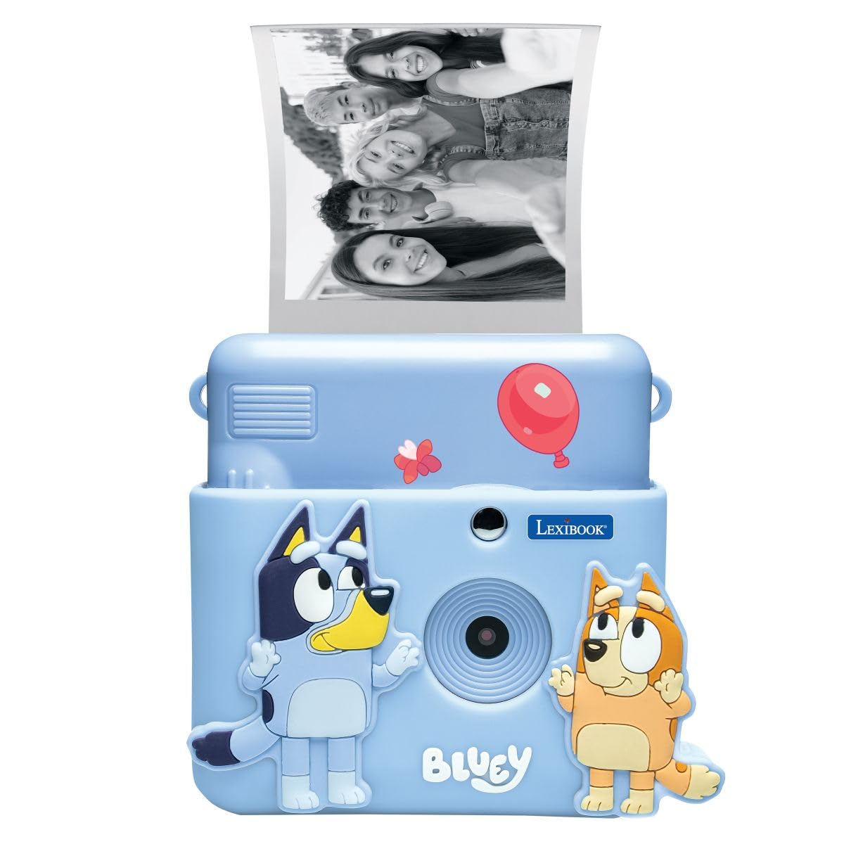 Lexibook, Starcam® Print, zestaw kamera z drukarką natychmiastową, karta SD, 4 rolki papieru, smycz, ochrona 3D Bluey oraz zestaw do personalizacji w komplecie, niebieski, DJ130BYZ