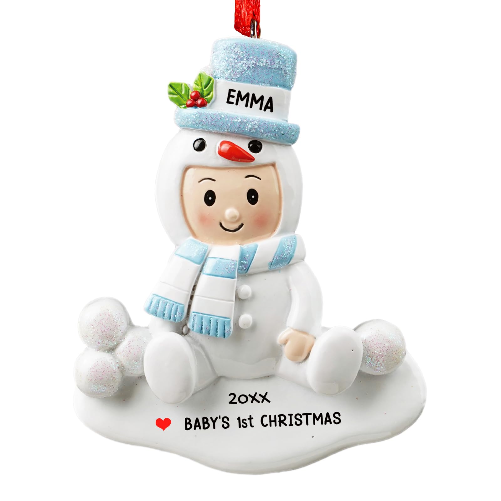iDIY Personalized Baby's First Christmas Ornament - 2025 Baby Boy Blue Resin Ornament, Custom Christmas Tree Decorations, 1st Xmas Ornament Keepsake Gift for Newborn Baby - Custom Name &amp; Year