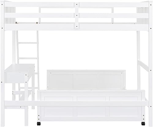 Miniatura 121 de Versatility - Litera individual sobre individual con escritorio y armario integrados, cama alta de madera maciza y plataforma independiente con