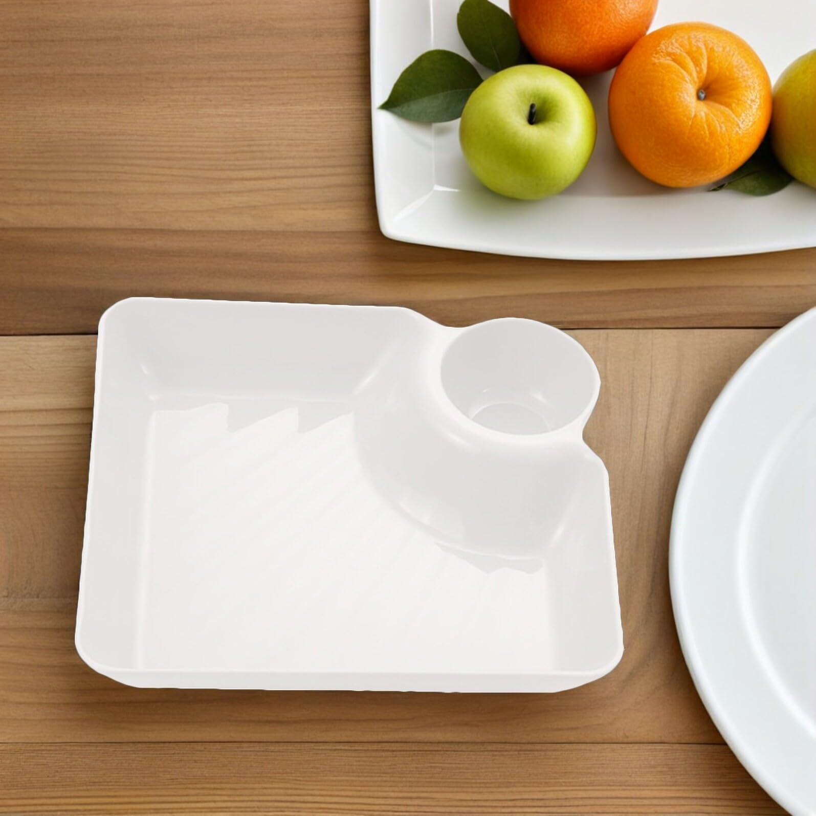 BESPORTBLE Set 6 Pezzi Piatti Portata Divisibili in Pp Bianco per Antipasti con Scomparto per Salsa, Facili da Pulire e Riutilizzabili per Cucina Domestica