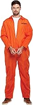 HENBRANDT Adult Men's Orange Prison Jumpsuit Fancy Dress Costume Convict Boiler Suit Prisoner Overalls Jail Jump Suit Dress Up Outfit One Size Mens Fancy Dress Costume