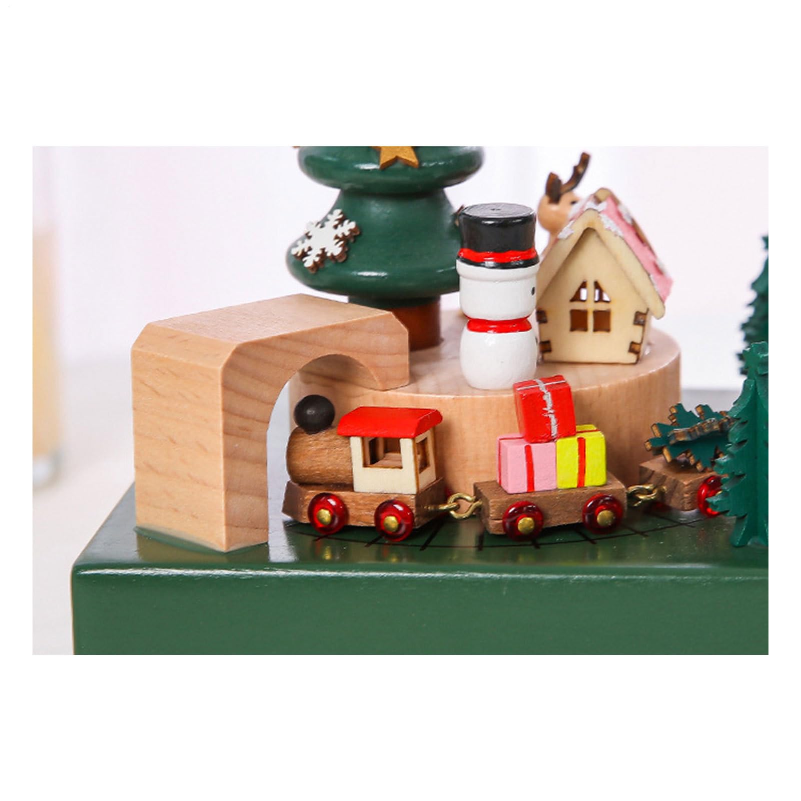 de música de Navidad, musical de madera, de música, tren magnético | decoración navideña, artesanía de escritorio, de música con tren móvil, ligera, para interiores, coleccionable