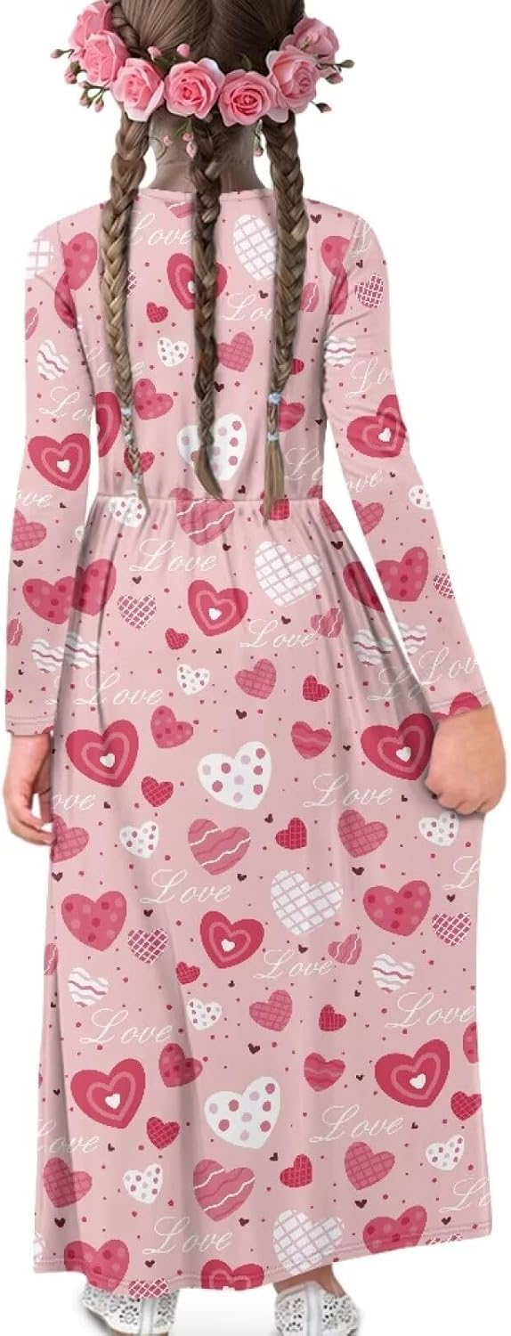 Long Maxi Dress for Girls 5t-14Year Holiday Dresses with Pockets Back to School