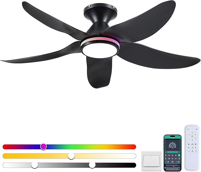 Ventilador de Techo 46 Pulgadas con Luz RGB y Control Remoto
