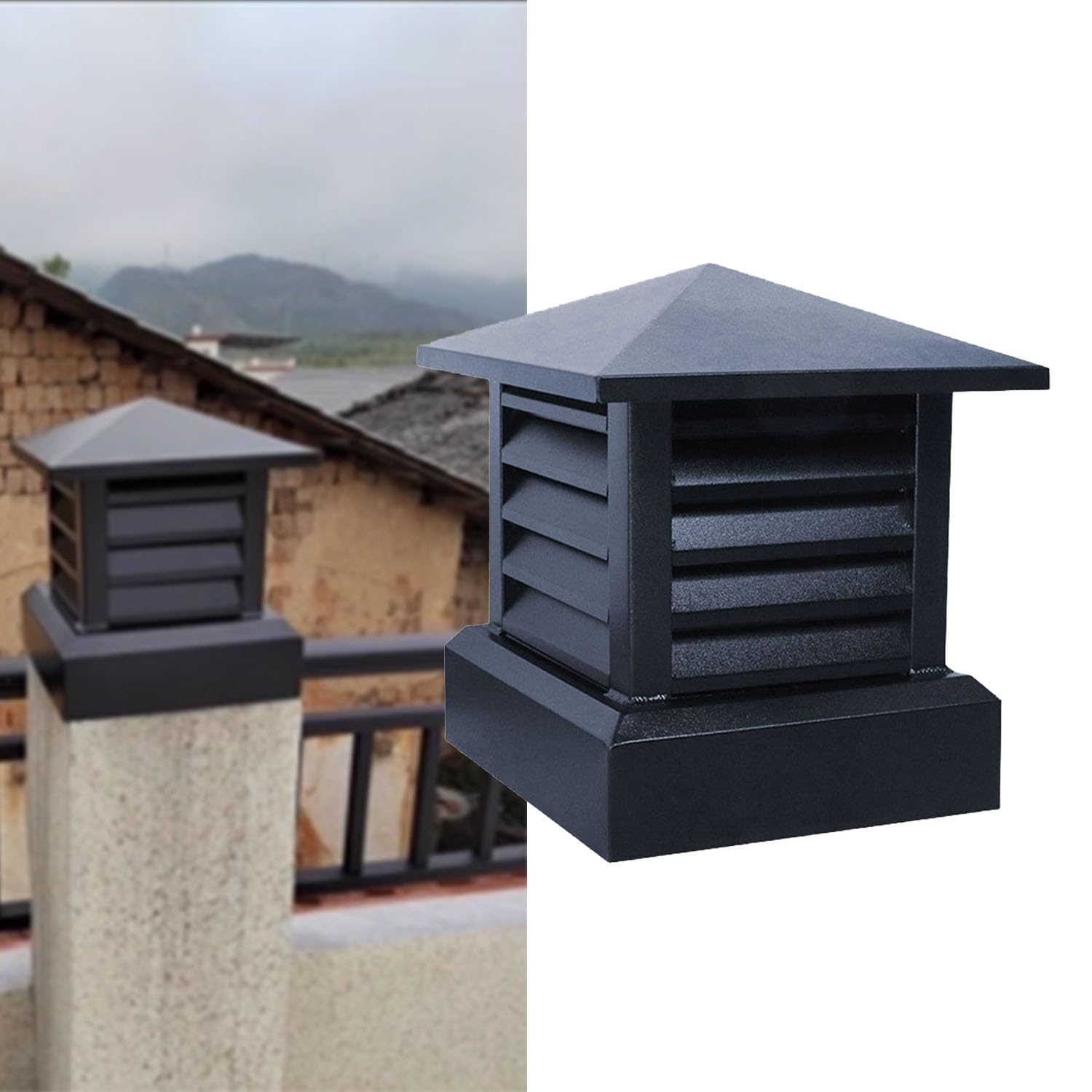 conducto de chimenea Sombrerete tubo de estufa cubierta Protector tapa 10in 12in 14in, Cuadrado sombreretes de chimenea chimenea Sombrerete, Aleación de aluminio Drain Sombrerete para Oil Estufa Ven